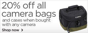 20% off all cameras bags when bought with any camera